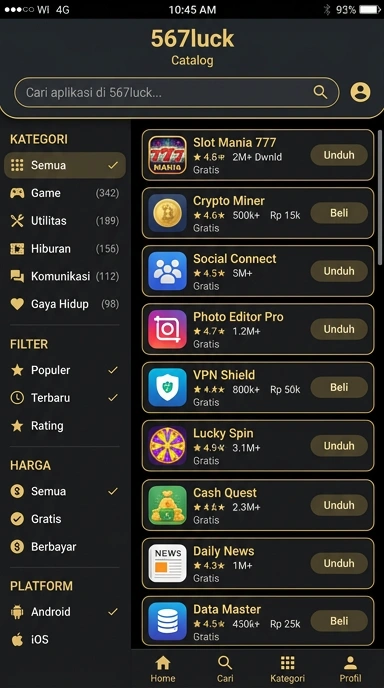 Tampilan katalog aplikasi 567luck