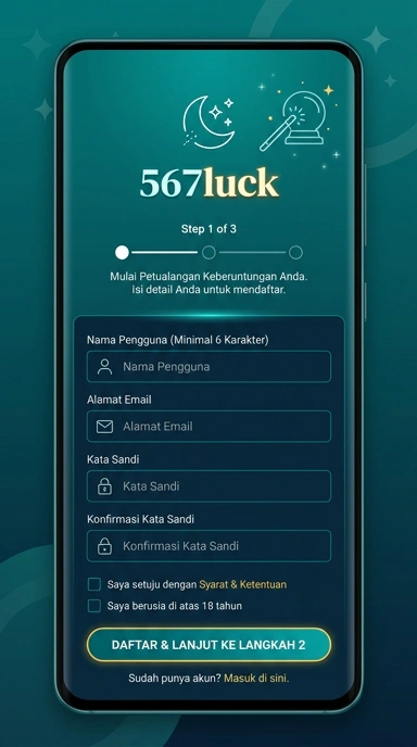 Tampilan halaman daftar 567luck