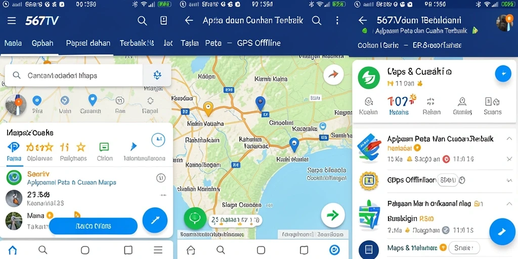 Tampilan antarmuka 567TV yang memudahkan navigasi GPS Offline.