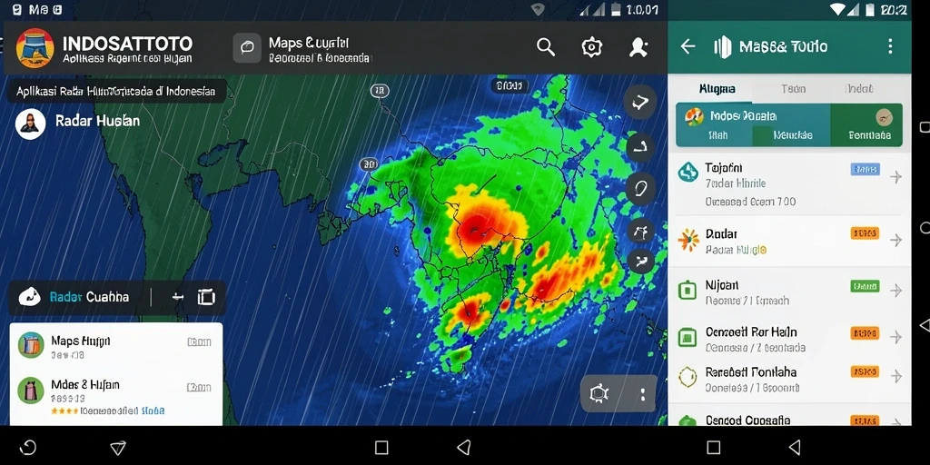 Antarmuka aplikasi INDOSATTOTO dengan fitur Radar Hujan.