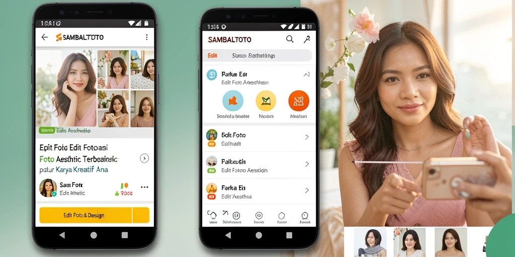 Tampilan antarmuka aplikasi Edit Foto Aesthetic SAMBALTOTO yang menarik dan user-friendly.