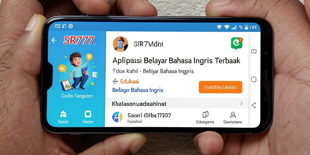 Tampilan antarmuka aplikasi SR777 untuk belajar bahasa Inggris.